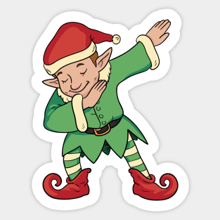 Cute Dabbing Elf Cartoon Sticker